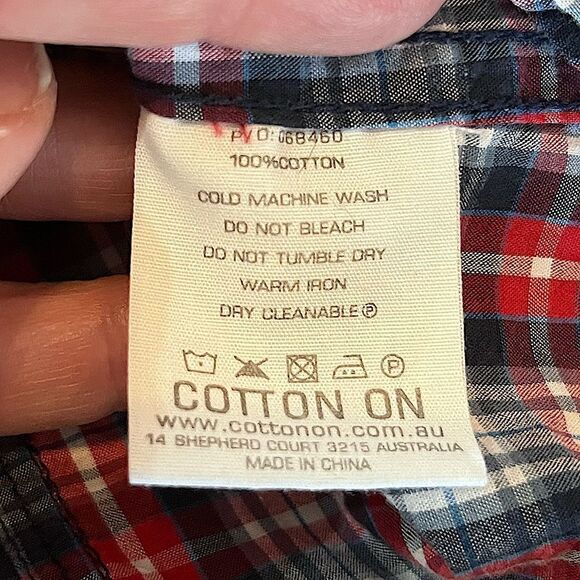 Cotton On Plaid Button Down Long Sleeve Shirt Navy Red White Women’s Small - Picture 5 of 8
